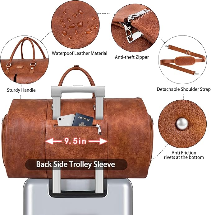 Garment Bag for Travel, Convertible Carry on Garment Duffel Bag for Men 3Pcs - Image 4