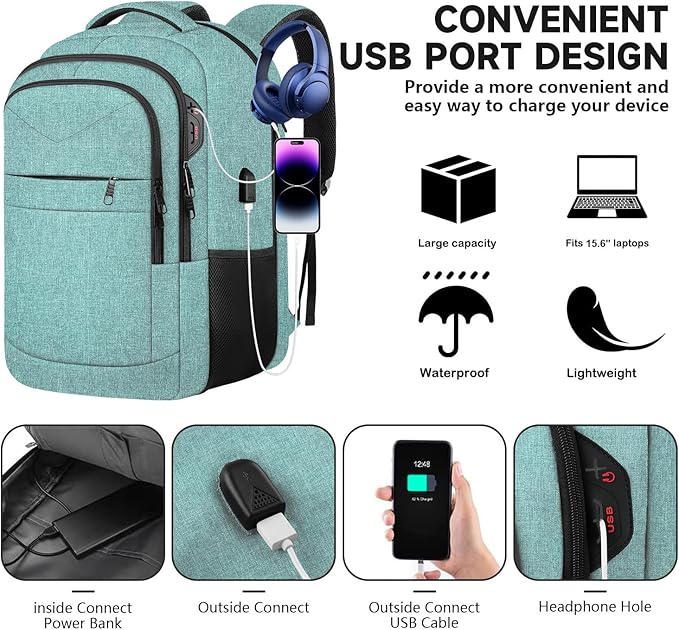 Lapsouno Business Laptop Backpack, Travel Laptop Backpack, Anti Theft Sturdy - Image 2