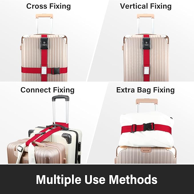 Luggage Straps, 2 Pack Adjustable Heavy Duty Cross Suitcase Straps - Image 6