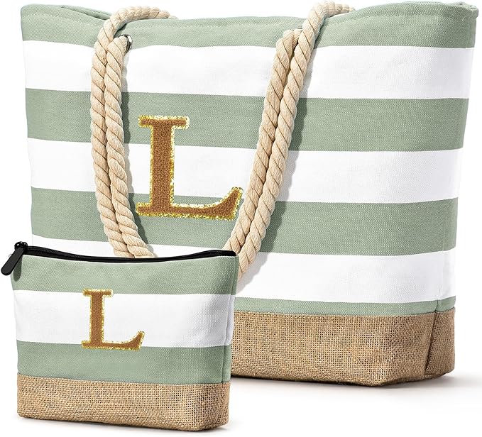Becokan Beach Bag Initial Beach Tote by BecokanBeachBagSpecialist