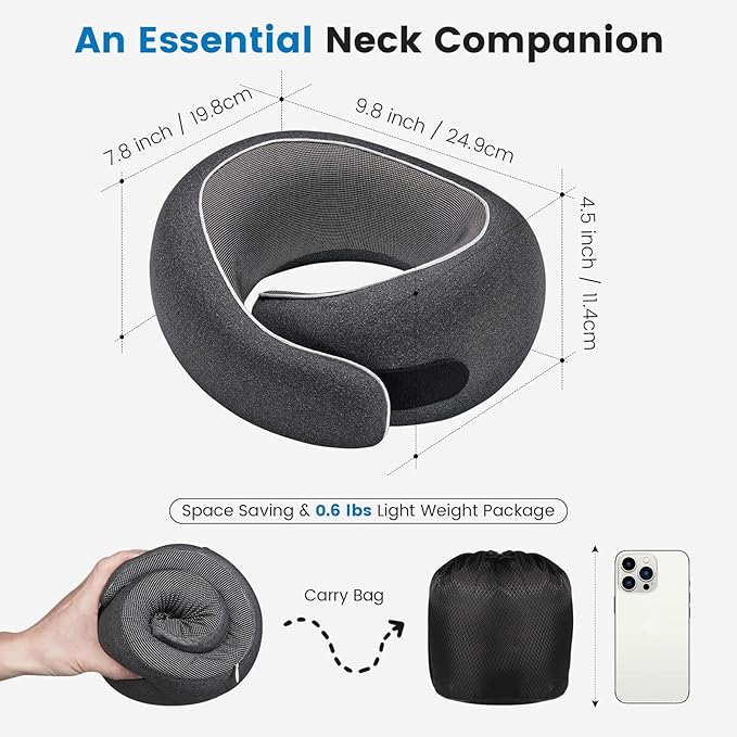 Neck Pillow Airplane, 100% Pure Memory FoamTravel Neck Pillow Travel Neck - Image 2