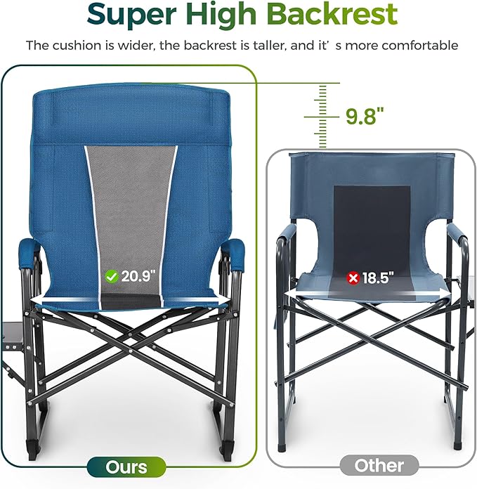 ALPHA CAMP Oversized Folding Camping Chairs High Backrest Reclining Director - Image 6