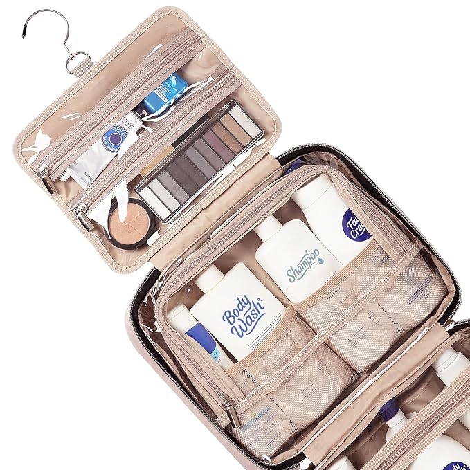 NISHEL Travel Toiletry Bag for women, Portable Hanging Organizer for Full-Sized - Image 4