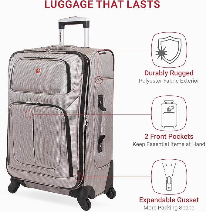 SwissGear Sion Softside Expandable Luggage, Checked-Medium 25-Inch - Image 4