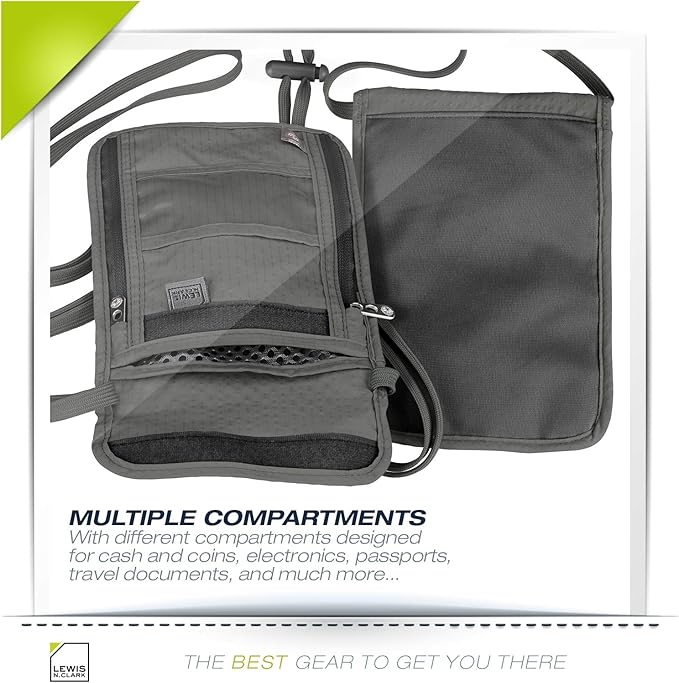 Lewis N. Clark RFID Blocking Stash Neck Wallet, Travel Pouch + Passport Holder - Image 5