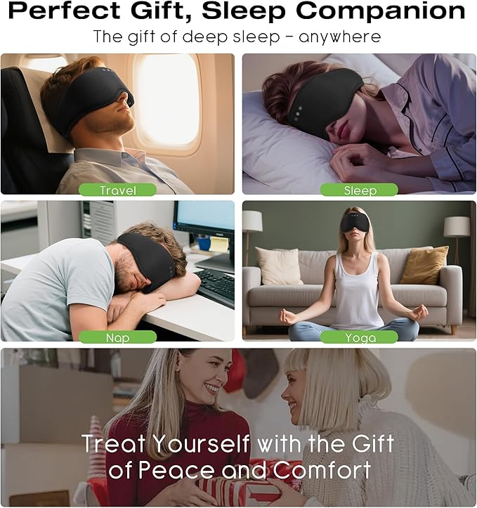MUSICOZY Sleep Headphones with Bluetooth 5.4 Sleep Mask, Removable 3D Eye Cups - Image 8