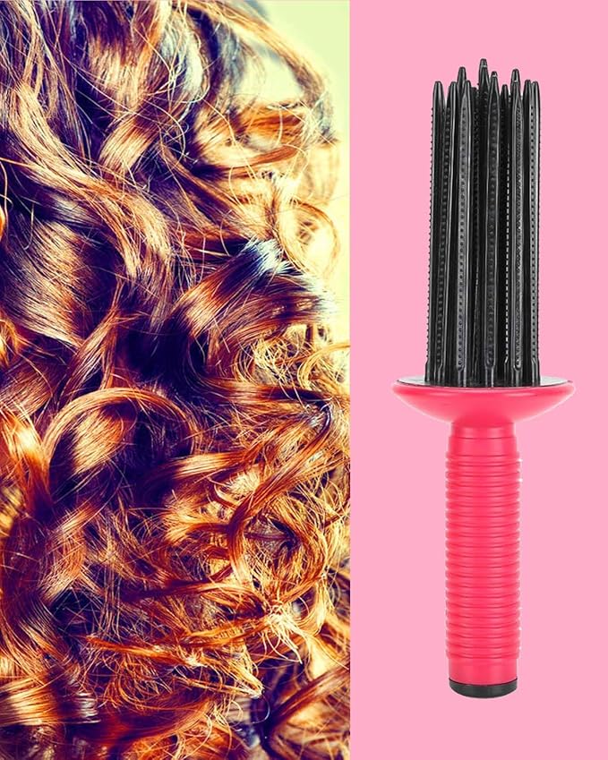 Hair Fluffy Styling Curler Curls Comb,Hair Curler Curling Make Up Brush Roller Tool Portable Comb Anti‑Slip Professional Round Hair Brush for Home Personal Use Travel