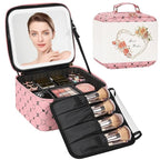 Relavel Travel Makeup Bag With LED Mirror, Compact Cosmetic Organizer Storage - Image 8