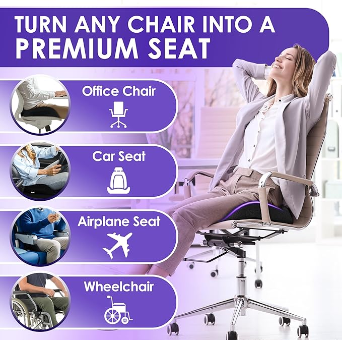 Pressure Relief Seat Cushion for Tailbone Pain – X Large Office Chair Cushion - Image 8