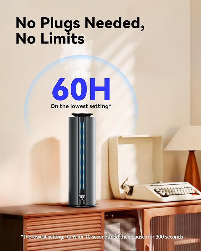 1800 Sq Ft Cordless Waterless Diffuser, 100ml Hotel Collection Diffuser Scent Air Machine for Home Cold Air Essential Oil Diffuser for Large Room Office Quiet (Black)