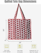 Cotton Quilted Tote Bag for Women – Large Beach & Travel Tote - Image 4