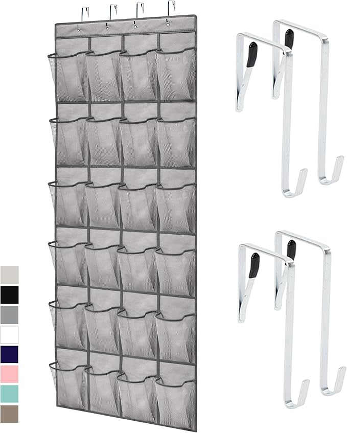 GORILLA GRIP Over the Door Shoe Organizer, 24 Large Breathable Mesh Pockets by GorillaGrip