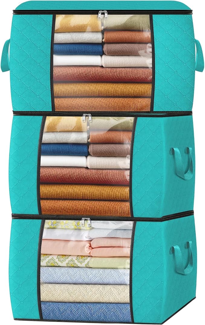 Fab totes 24 Gallons Clothes Storage, Foldable Thick Fabric Blanket Storage Bags by Fabtotes