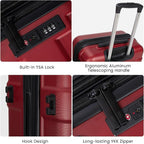 Luggage Sets 3 Piece with Spinner Wheel, Hardside Suitcase Set with TSA Lock - Image 5