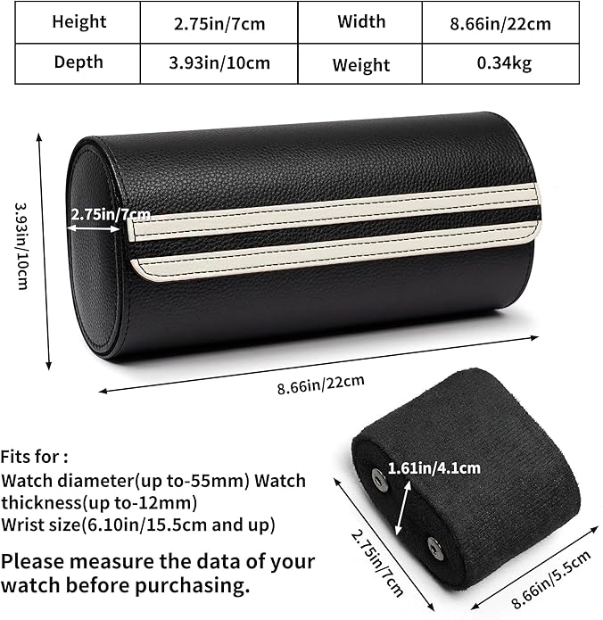 MOZSLY Watch Roll Travel Case 3 Slots Portable Box - Image 4