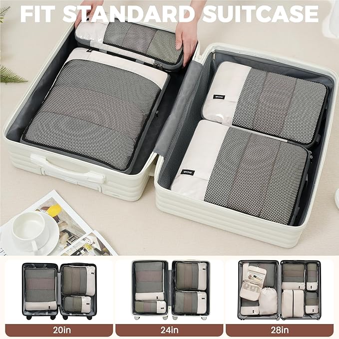 BAGAIL 4 Set/6 Set/8 Set Compression Packing Cubes Travel Accessories - Image 7