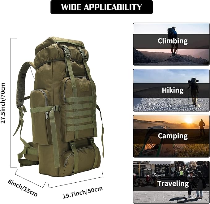 Hiking Backpack for Men 70L/100L Camping Backpack Military Rucksack Molle 3 - Image 5