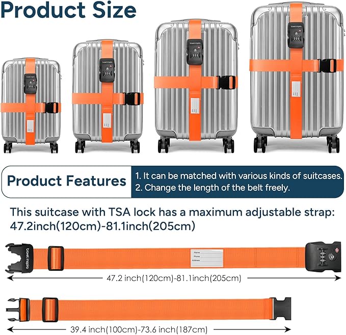 Travel Inspira Luggage Straps for Suitcases Travel Belt for Luggage TSA - Image 4