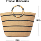 Beach Bags for Women Straw Tote Bag Summer Beach Bag Large Woven Straw Tote for - Image 6