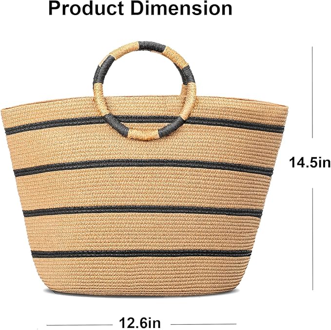 Beach Bags for Women Straw Tote Bag Summer Beach Bag Large Woven Straw Tote for - Image 6