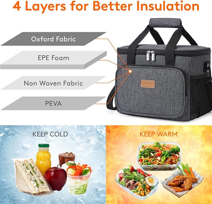 Lifewit Large Lunch Bag Insulated Lunch Box Soft Cooler Cooling Tote - Image 2