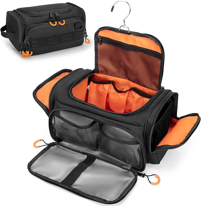 Tactical Toiletry Bag for Men, Hanging Hygiene Bag, Travel Dopp Kit Organizer by Prokva