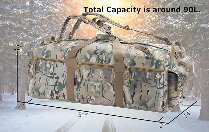 Large Military Duffle Bag Tactical Gear Load Out Bag Deployment Cargo Bag - Image 3
