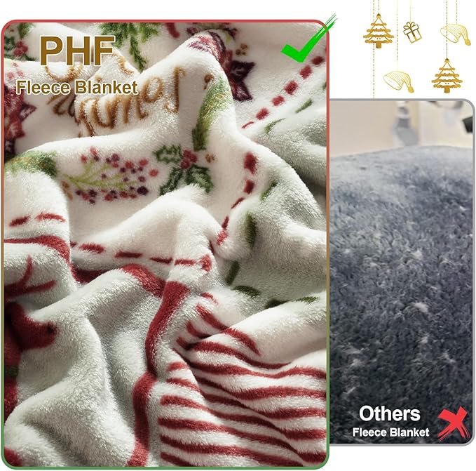PHF Printed Fleece Throw Blanket, No Shed No Pilling Ultra Soft Plush Cozy Xmas - Image 4