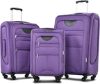 Merax Softside Luggage Set Softshell Lightweight 3 Piece Spinner Suitcase 22" by Merax