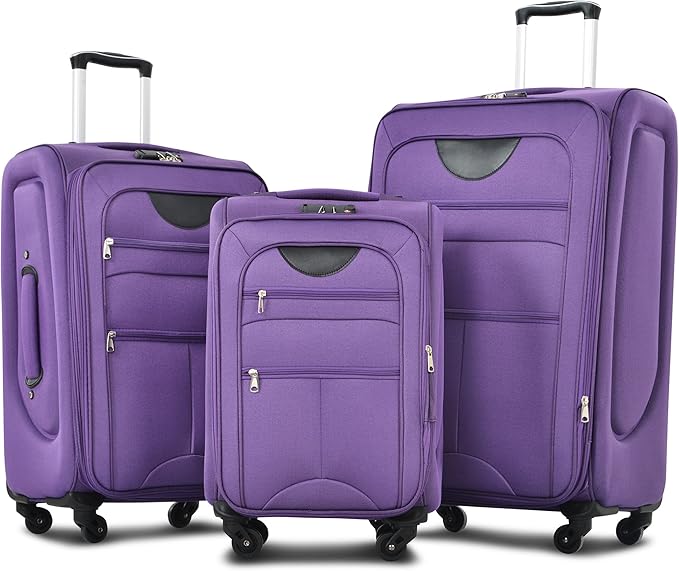 Merax Softside Luggage Set Softshell Lightweight 3 Piece Spinner Suitcase 22" by Merax