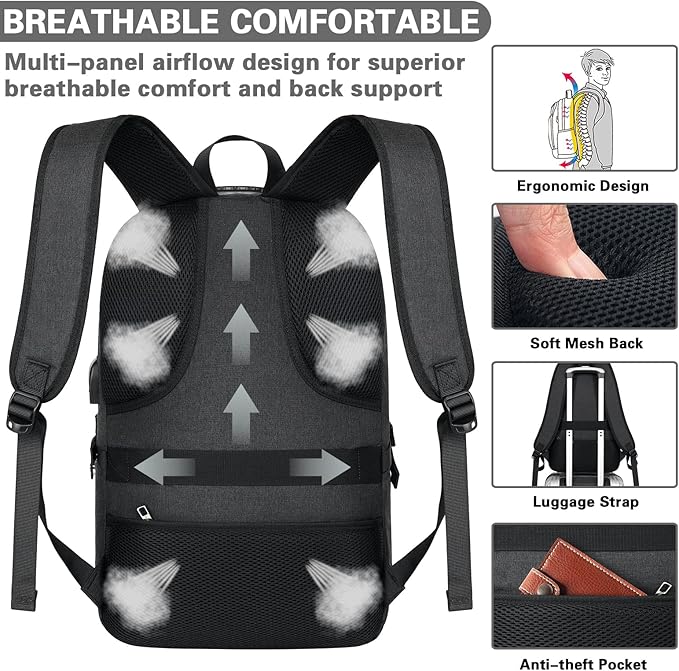 AMBOR Travel Laptop Backpack, 18.4 inch Anti Theft Business Laptop Carry on - Image 6