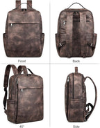 MASINTOR 15.6 inch PU Leather Laptop Backpack Purse - Image 4