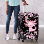 Cute Floral Axolotl Luggage Cover Travel Suitcase Protector Cover Zipper Closer - Image 4