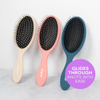 Conair Detangling Hair Brush Set, 3-Pack Detangler Brushes for Wet or Dry Hair, Gentle Detangler for All Hair Types, Bristle Hair Brushes for Women, Beige, Navy, and Coral
