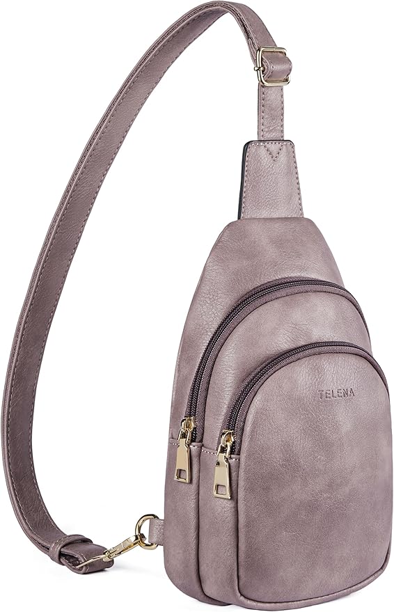 Telena Small Sling Bag for Women Leather Crossbody Fanny Packs Chest Bag for by Telena