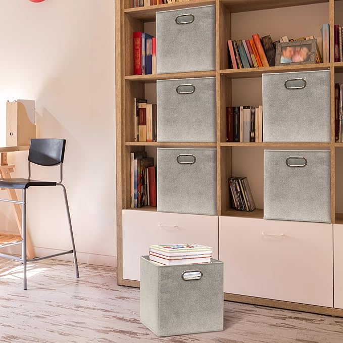 SIMPLE HOUSEWARE 11-Inch Collapsible Fabric Cube Storage Bin - Image 6