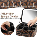 Makeup Travel Train Case with Mirror LED Light 3 Adjustable Brightness Large - Image 2