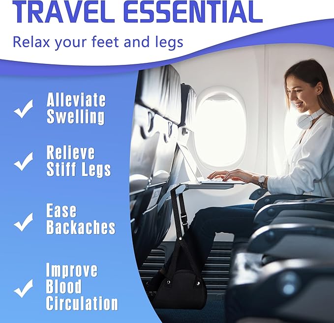 2-Pack Airplane Foot Hammock for Plane Travel - Image 2