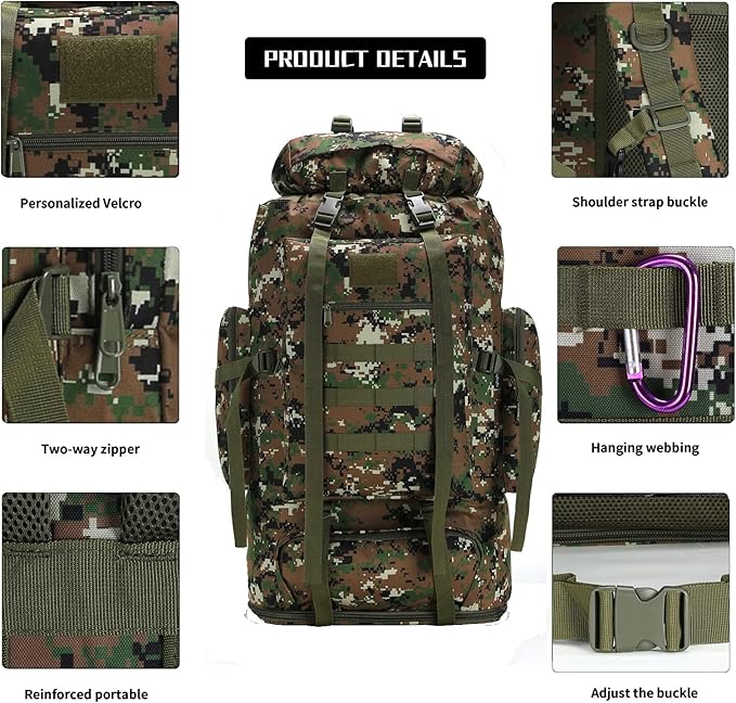 Hiking Backpack for Men 70L/100L Camping Backpack Military Rucksack Molle 3 - Image 3