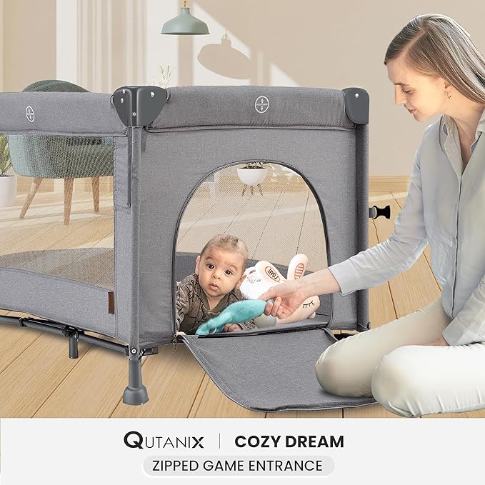 2-in-1 Baby Playard, Pack and Play Bassinet, Easy Folding Portable Crib - Image 5