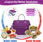 Purple Lunch Box for Women Insulated Lunch Bag Fits Bento Boxes, Snack and Foods - Image 4