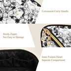 Makeup Organizer Bag, Skull and Flower Travel Makeup Bags Makeup Vanity Case Large Capacity Rhombus Cosmetic Toiletry Bag for Girl Women Ladies
