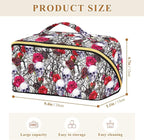 Makeup Organizer Bag, Skulls Rose Flowers Travel Makeup Bags Makeup Vanity Case Large Capacity Rhombus Cosmetic Toiletry Bag for Girl Women Ladies