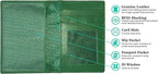 Personalized Monogrammed Emerald Green Leather RFID Passport Wallet - Image 2