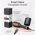 L'ANGE HAIR Le Volume 2-in-1 Titanium Blow Dryer Brush | Frizz Control Blowout Hair Dryer Brush For Drying And Straightening | Volumizing Hot Air Styler For All Hairstyles | Oval Barrel | Black - 75mm