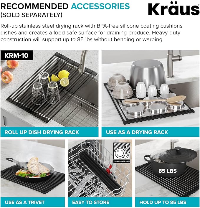 KRAUS Dex 33-Inch Undermount 50/50 Double Bowl TRU16 Gauge Stainless Steel - Image 2