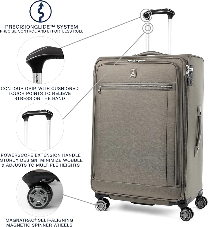 Travelpro Platinum Elite Softside Expandable Checked Luggage, 8 Wheel Spinner - Image 2