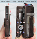 Airtag Wallet for Men, with Money Clip 10 Cards Metal Case Smart Slim Pop Up - Image 3