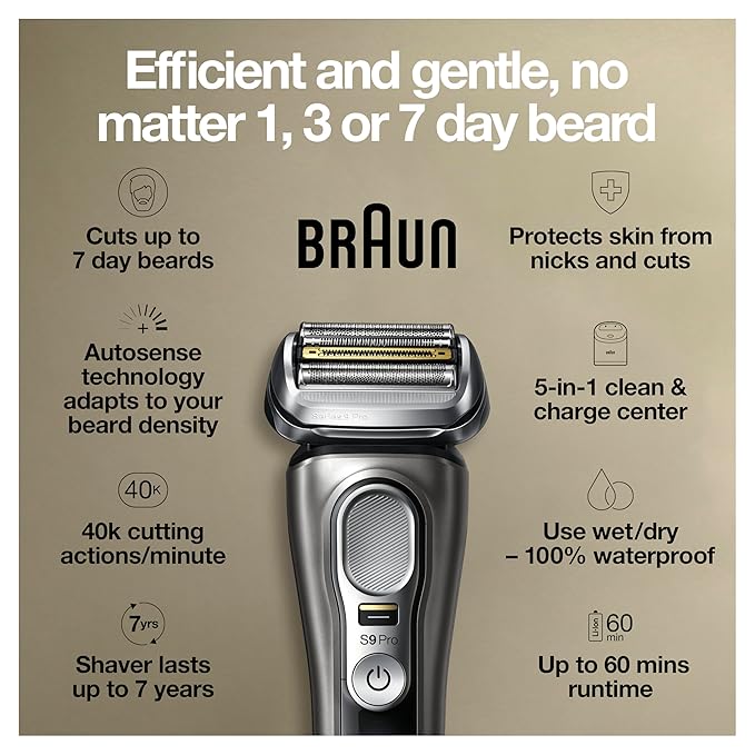 Braun Electric Razor for Men, Series 9 Pro 9465cc Wet & Dry Electric Foil Shaver - Image 2