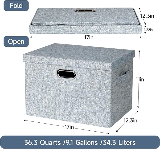 Large 17" 36 Quart Collapsible Stackable Storage Bins - Image 2